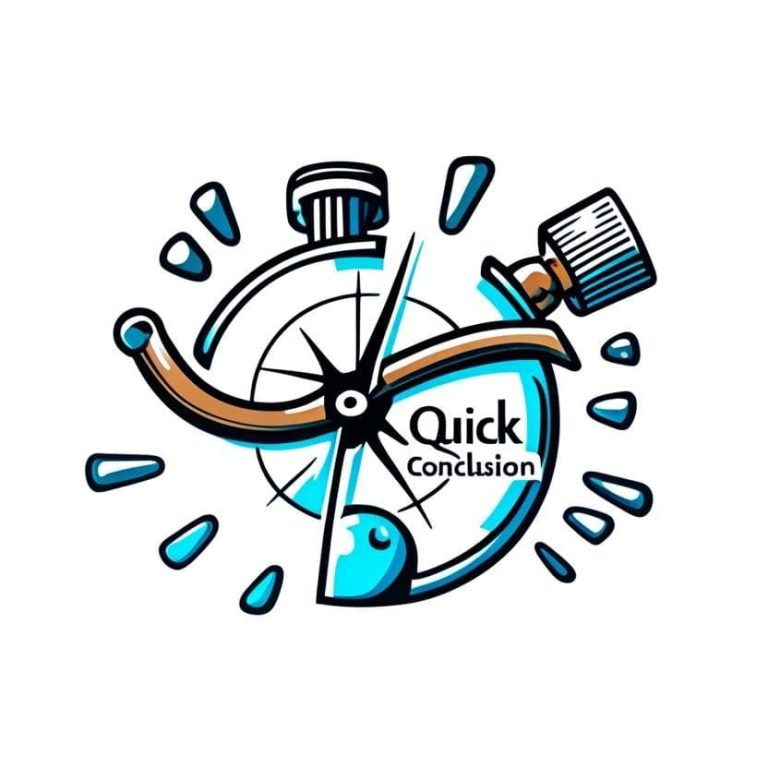 Chronomètre illustré avec l'inscription "Quick Conclusion".
